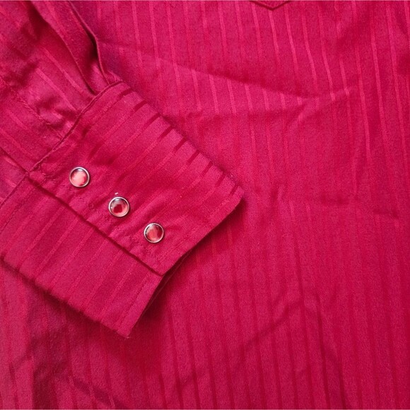 Wrangler Retro 80s Red Western Pearl Snap Button Shirt Sz XL Cowboy Rodeo - Picture 5 of 13